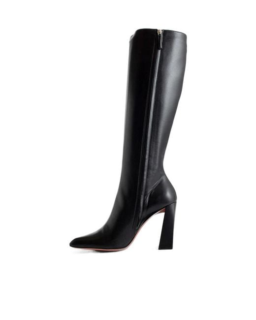 AMINA MUADDI Black High-Heeled Boots With Square Head