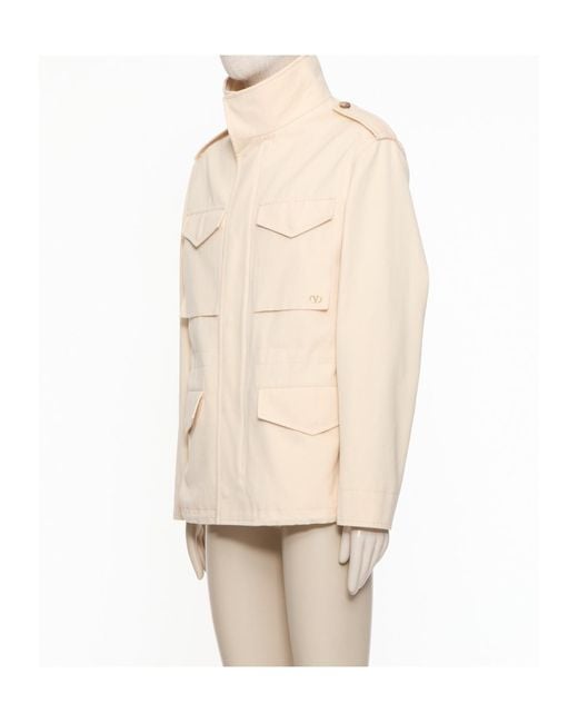 Valentino Natural Vlogo Signat Pocket Caban Coat for men