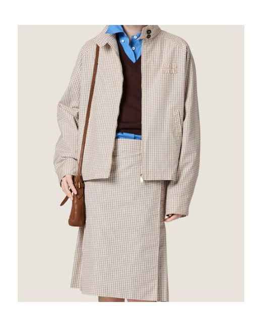 Miu Miu Natural Checked Technical Fabric Blouson Jacket