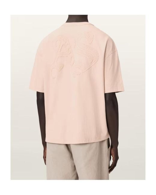 AllSaints Pink Insignia Short Sleeve Cotton T-Shirt for men