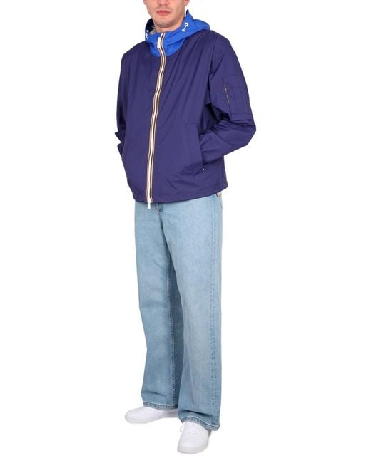 K-Way Blue Rd Zip-Up Hooded Jacket for men