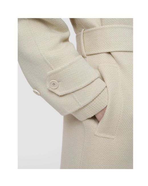 Joseph White Navarre Linear Double Face Wool Coat