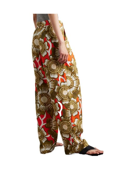 Mara Hoffman White Floral Print Hemp Wide-Leg Trousers