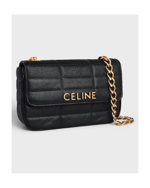 Céline Black Chain Shoulder Bag Matelasse Monochrome