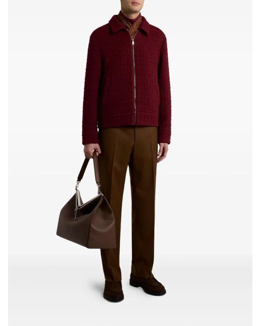 Etro Red Wool Bomber Jacket for men
