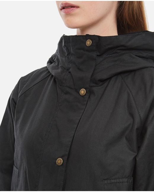 Barbour Black Press-Stud Hooded Jacket