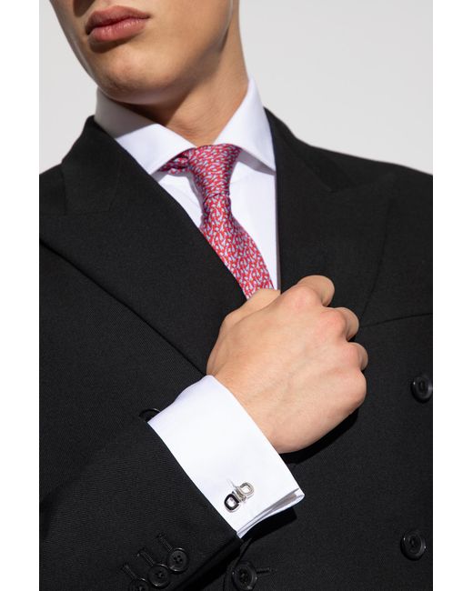 Ferragamo White Logo Cufflink for men