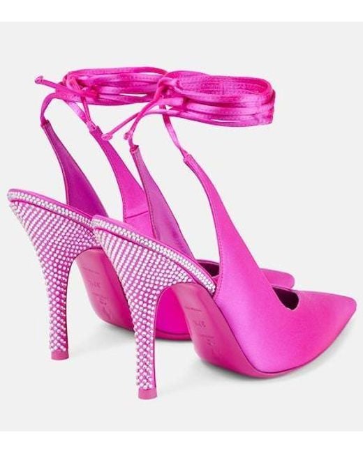 The Attico Pink Venus Embellished Satin Pumps