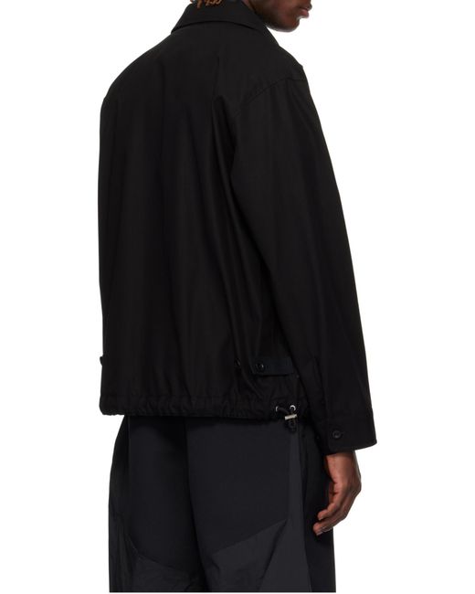 Sacai Black Long Sleeved Buttoned Layered Jacket for men