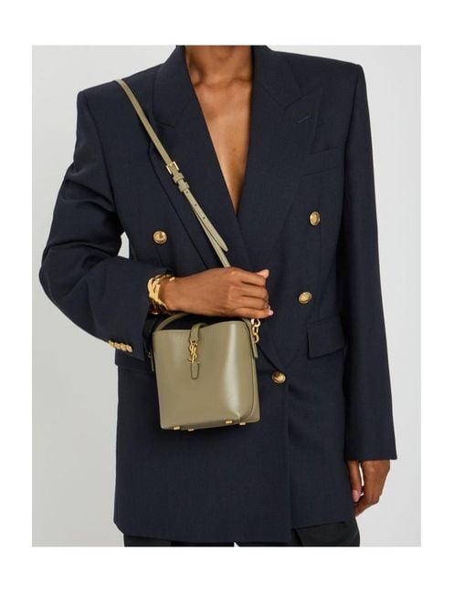 Saint Laurent Green Le 37 Mini Leather Bucket Bag