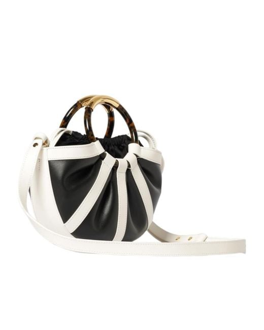Coccinelle Black Round-Handle Leather Tote Bag