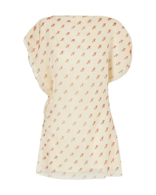 Khaite Natural Short-Sleeve Silk Dress