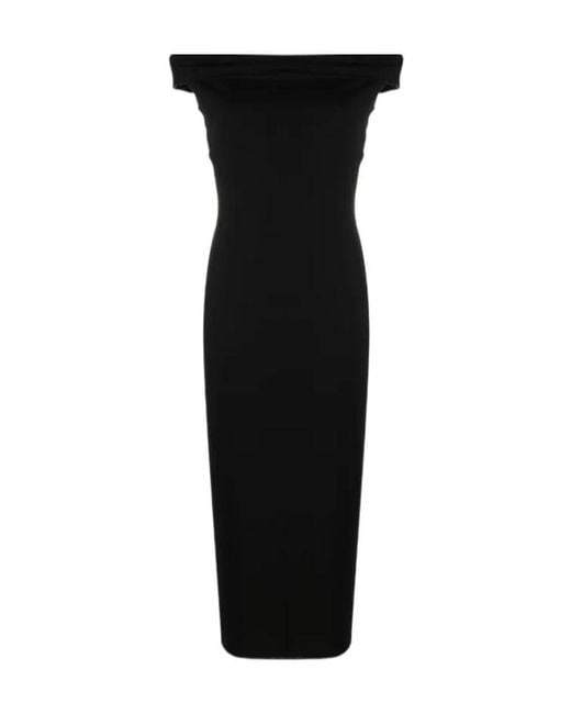 Reformation Black Jamen Off-Shoulder Knitted Midi Dress
