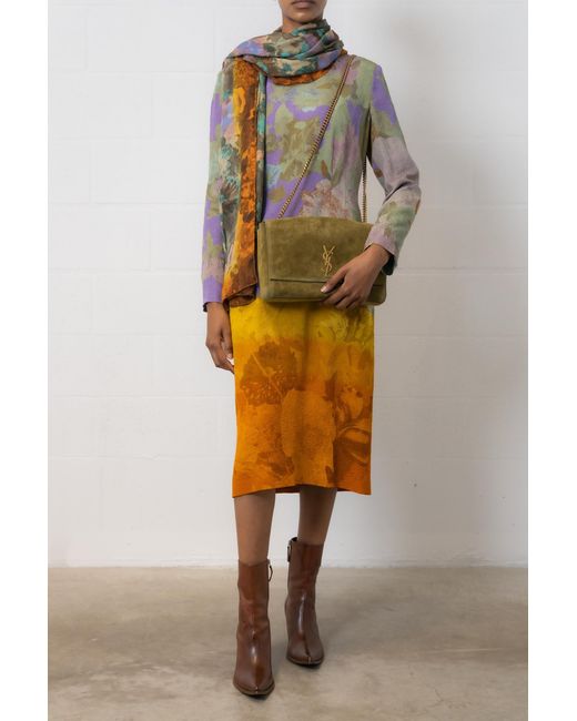 Dries Van Noten Multicolor Round-Collar Long-Sleeved Dress