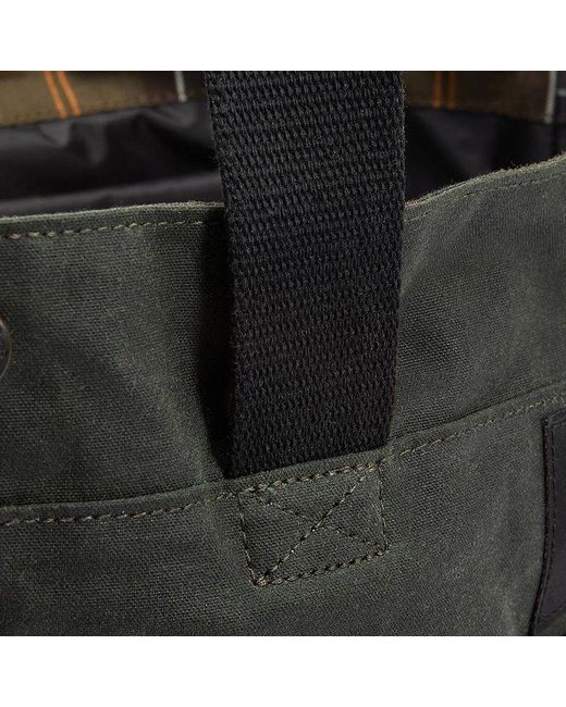 Barbour Black Field Waxed Tote Bag for men