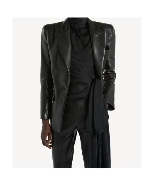 Balmain Black Structured-Shoulder Lambskin Jacket