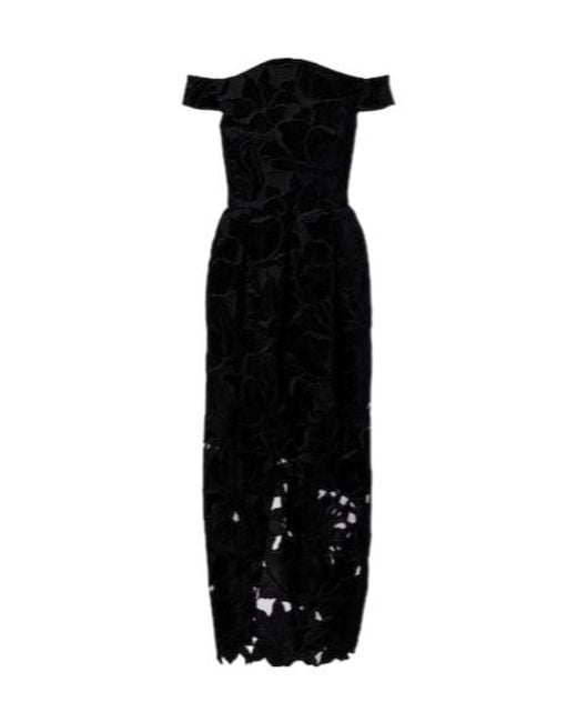Erdem Black Cutout Velvet And Tulle Cocktail Dress