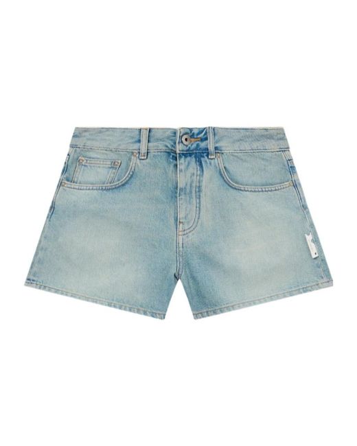 Off-White c/o Virgil Abloh Blue College Patch Denim Shorts