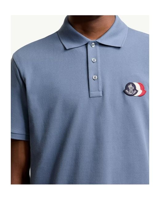 Moncler Blue Logo Patch Polo Shirt for men