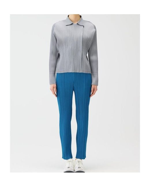 Pleats Please Issey Miyake Gray Pleated Long-Sleeve Shirt