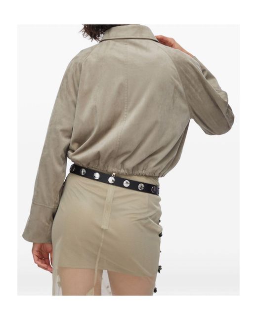 Liu Jo Natural Drawstring Suede Bomber Jacket