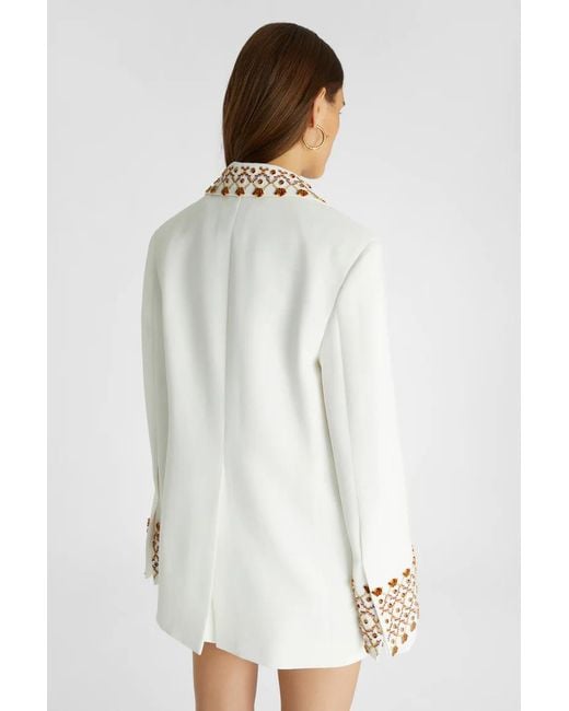 Ermanno Scervino White Single Breasted Embroidered Jacket