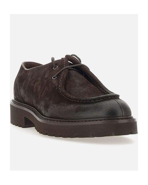 Doucal's Brown Round-Toe Lace-Up Loafers for men