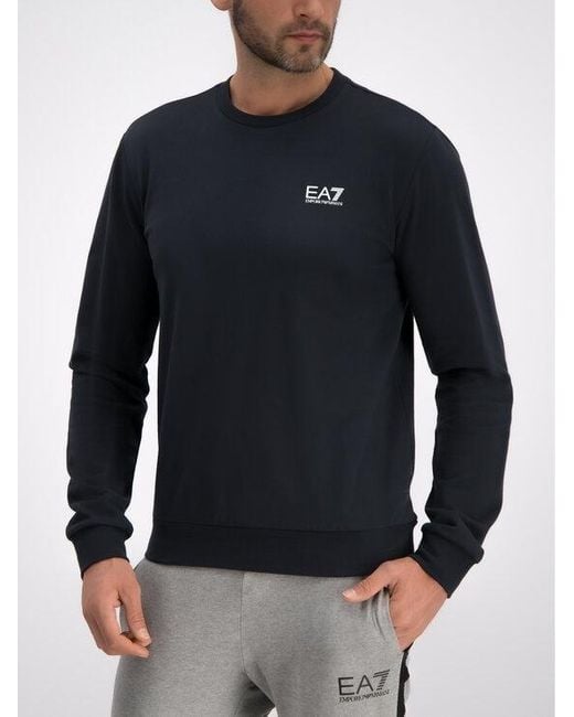 EA7 Blue Logo Round Neck Sweater for men