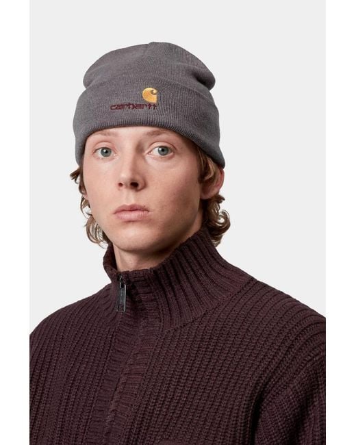 Carhartt Gray American Script Beanie for men