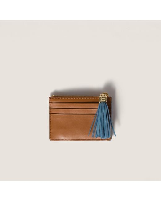 Miu Miu Brown Leather Card Holder