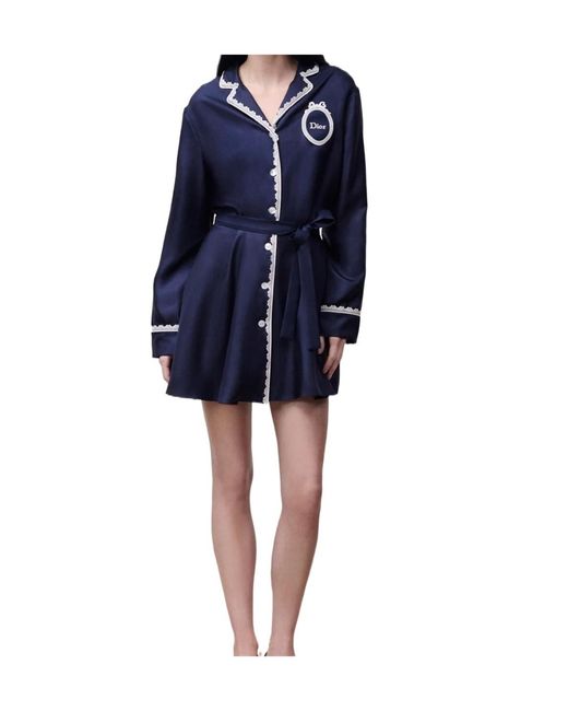 Dior Blue Médaillon Embroidered Short Shirtdress