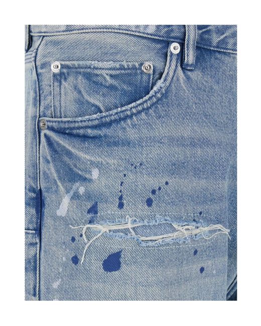 Purple Brand Blue Full Body Ripped Details Jeans for men