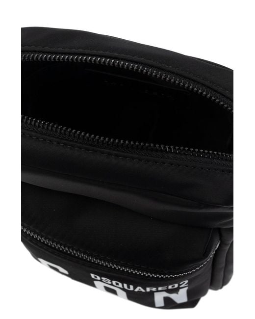 DSquared² Black Slogan Printed Messenger Bag for men