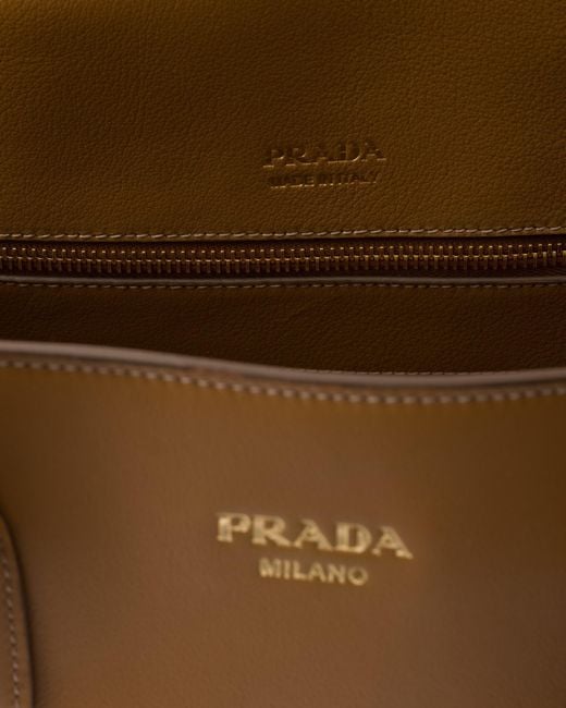 Prada Brown Logo Detailed Open Top Large Tote Bag