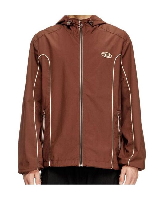 DIESEL Brown J-Hives Logo-Appliqué Hooded Jacket for men