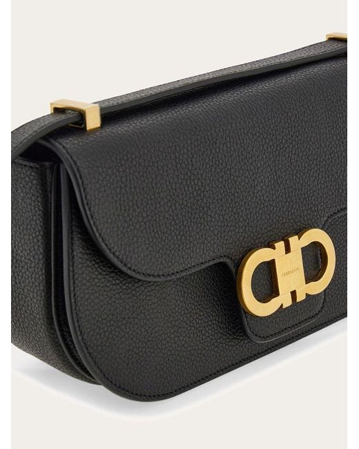 Ferragamo Black Double Gancini Mini Crossbody Bag