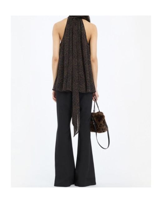 ROTATE BIRGER CHRISTENSEN Black Flared Trim Detail Pants