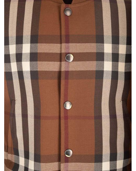 Burberry Brown Checked Wool-Blend Bomber Jacket for men