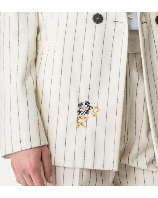 Forte_forte White Pinstriped Embroidered Jacket