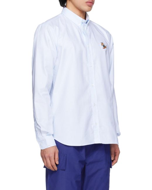 Maison Kitsuné White Fox-Patch Long-Sleeve Shirt for men