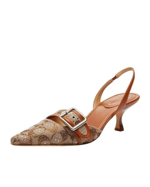 COACH Brown Color Block Slingbacks