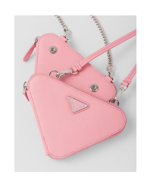 Prada Pink Saffiano Leather Mini Pouch