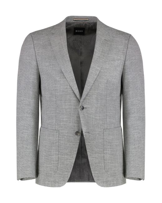 Boss Gray Boss Patterned Regular-Fit Jacket for men