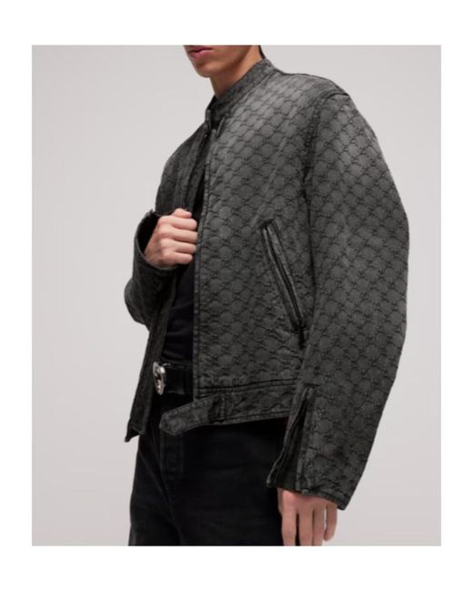 Gucci Gray Gg Cotton Denim Jacquard Zip Jacket for men