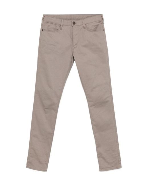 Emporio Armani Gray Logo-Plaque Slim-Fit Jeans for men
