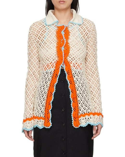 Sportmax White Crochet Effect Knitted Shirt