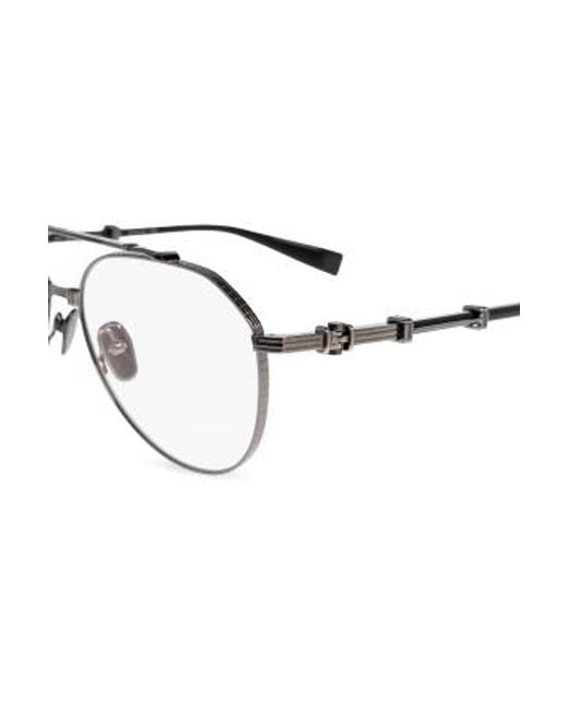 Balmain White Eyewear Brigade Vii Pilot Frame Glasses for men