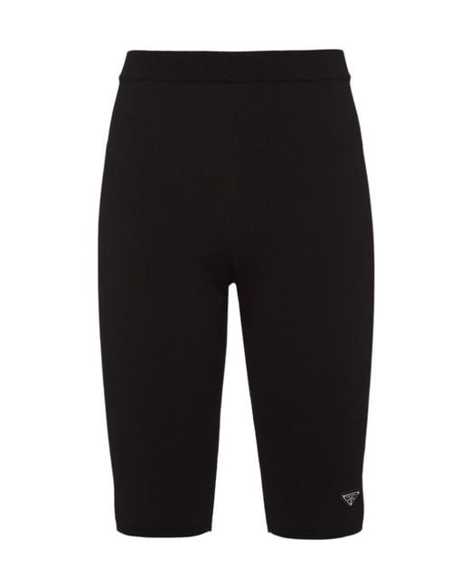 Prada Black Viscose And Wool Bermudas