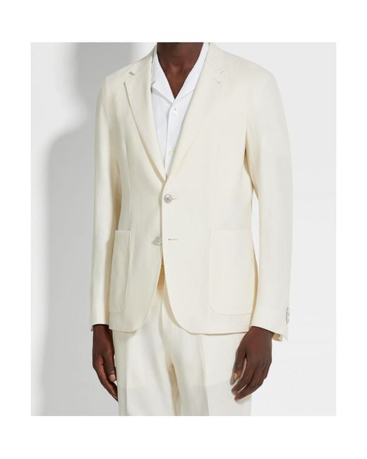 Zegna White Long-Sleeved Suit Jacket for men
