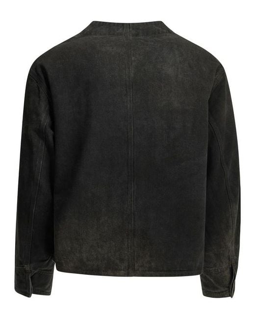 A.PRESSE Black Engineer Boxy Denim Jacket for men